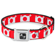 Dog Bone Seatbelt Buckle Collar - Camera Red/White