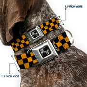 Dog Bone Seatbelt Buckle Collar - Checker Black/Gold