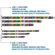 Dog Bone Seatbelt Buckle Collar - Cute Dinosaurs w/Mustaches Gray