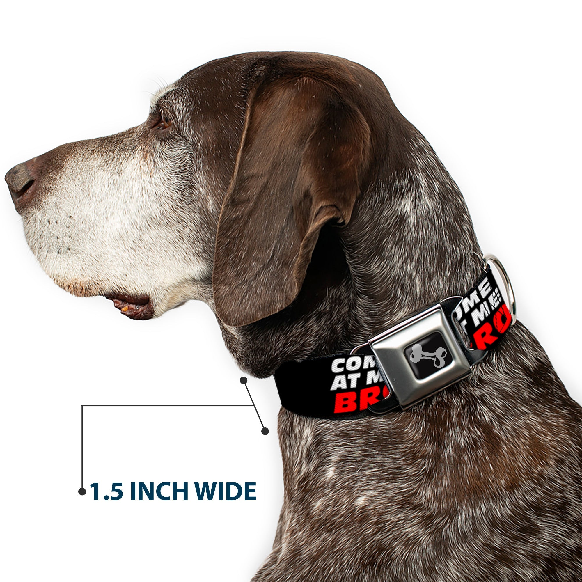 Dog Bone Seatbelt Buckle Collar - COME-AT ME-BRO Black/White/Red