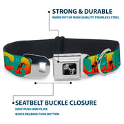 Dog Bone Seatbelt Buckle Collar - CALI Tropical Aqua/Multi Color