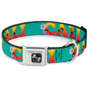 Dog Bone Seatbelt Buckle Collar - CALI Tropical Aqua/Multi Color