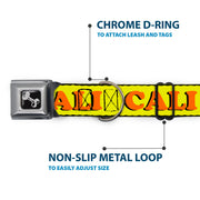 Dog Bone Seatbelt Buckle Collar - CALI Yellow/Orange