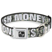 Dog Bone Seatbelt Buckle Collar - CASH MONEY $ Dollars/White