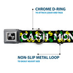 Dog Bone Seatbelt Buckle Collar - CASH MONEY w/$$$ Black/White/Yellow/Green