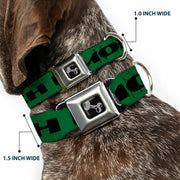 Dog Bone Seatbelt Buckle Collar - CASH MONEY $ Green/Black