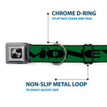 Dog Bone Seatbelt Buckle Collar - CASH MONEY $ Green/Black