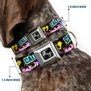Dog Bone Seatbelt Buckle Collar - Cali Bear/CALI Graffiti/Pot Leaves Black/Multi Color