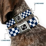Dog Bone Seatbelt Buckle Collar - Checker Sapphire Blue/White