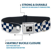 Dog Bone Seatbelt Buckle Collar - Checker Sapphire Blue/White