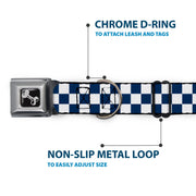 Dog Bone Seatbelt Buckle Collar - Checker Sapphire Blue/White