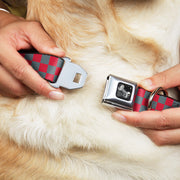 Dog Bone Seatbelt Buckle Collar - Checker Crimson Red/Gray