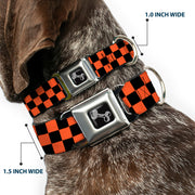 Dog Bone Seatbelt Buckle Collar - Checker Black/Orange