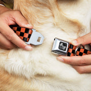 Dog Bone Seatbelt Buckle Collar - Checker Black/Orange