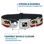 Dog Bone Seatbelt Buckle Collar - California Flag Bear Weathered White