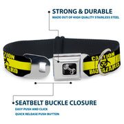 Dog Bone Seatbelt Buckle Collar - CAUTION BIOHAZARD Black/Yellow