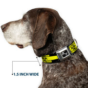 Dog Bone Seatbelt Buckle Collar - CAUTION BIOHAZARD Black/Yellow