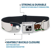 Dog Bone Seatbelt Buckle Collar - Cali Bear White