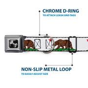 Dog Bone Seatbelt Buckle Collar - Cali Bear White