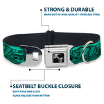 Dog Bone Seatbelt Buckle Collar - Cali Bear/Palm Trees/Geometric Green