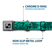 Dog Bone Seatbelt Buckle Collar - Cali Bear/Palm Trees/Geometric Green