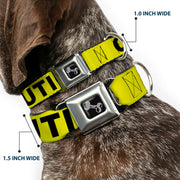 Dog Bone Seatbelt Buckle Collar - CAUTION Yellow/Black
