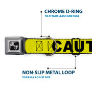 Dog Bone Seatbelt Buckle Collar - CAUTION Yellow/Black