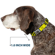 Dog Bone Seatbelt Buckle Collar - CAUTION Yellow/Black