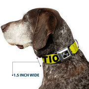 Dog Bone Seatbelt Buckle Collar - CAUTION Yellow/Black