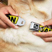 Dog Bone Seatbelt Buckle Collar - CAUTION Yellow/Black