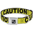 Load image into Gallery viewer, Dog Bone Seatbelt Buckle Collar - CAUTION Yellow/Black
