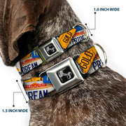 Dog Bone Seatbelt Buckle Collar - Cali License Plates Stacked
