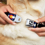 Dog Bone Seatbelt Buckle Collar - Colorado Flags3/Black