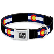 Dog Bone Seatbelt Buckle Collar - Colorado Flags3/Black