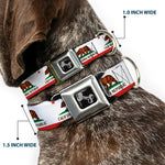 Dog Bone Seatbelt Buckle Collar - California State Flag White