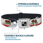Dog Bone Seatbelt Buckle Collar - California State Flag White