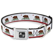 Dog Bone Seatbelt Buckle Collar - California State Flag White