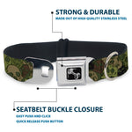 Dog Bone Seatbelt Buckle Collar - Camo Olive Skull Yard