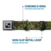 Dog Bone Seatbelt Buckle Collar - Camo Olive Skull Yard