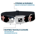 Load image into Gallery viewer, Dog Bone Seatbelt Buckle Collar - Cross Repeat Black/Leopard Brown/Pink Outline
