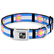 Dog Bone Seatbelt Buckle Collar - Colorado Flags Pastel