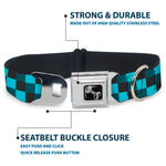 Dog Bone Seatbelt Buckle Collar - Checker Trio Baby Blue/Black/Turquoise