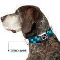 Load image into Gallery viewer, Dog Bone Seatbelt Buckle Collar - Checker Trio Baby Blue/Black/Turquoise
