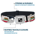 Load image into Gallery viewer, Dog Bone Seatbelt Buckle Collar - California Flag Repeat/Black
