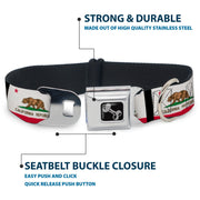 Dog Bone Seatbelt Buckle Collar - California Flag Repeat/Black