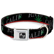 Dog Bone Seatbelt Buckle Collar - CALIFORNIA/Pot Leaf Black/Red/Green/White