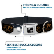 Dog Bone Seatbelt Buckle Collar - California Grizzly Bear Outline Black/Brown