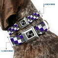 Load image into Gallery viewer, Dog Bone Seatbelt Buckle Collar - Checker Gray/Purple/White
