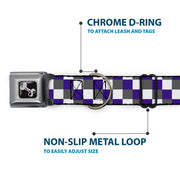 Dog Bone Seatbelt Buckle Collar - Checker Gray/Purple/White