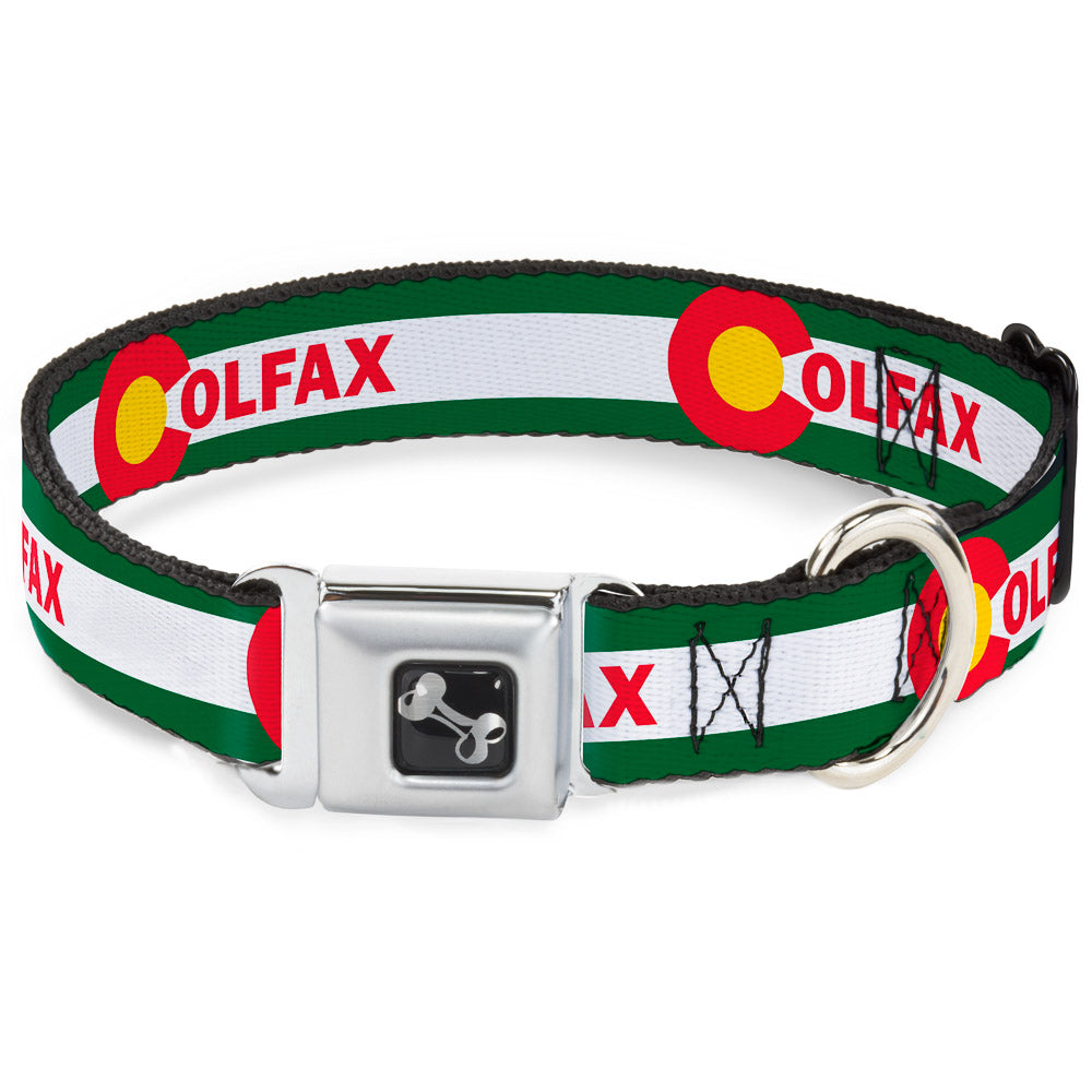 Dog Bone Seatbelt Buckle Collar - COLFAX Green Stripe
